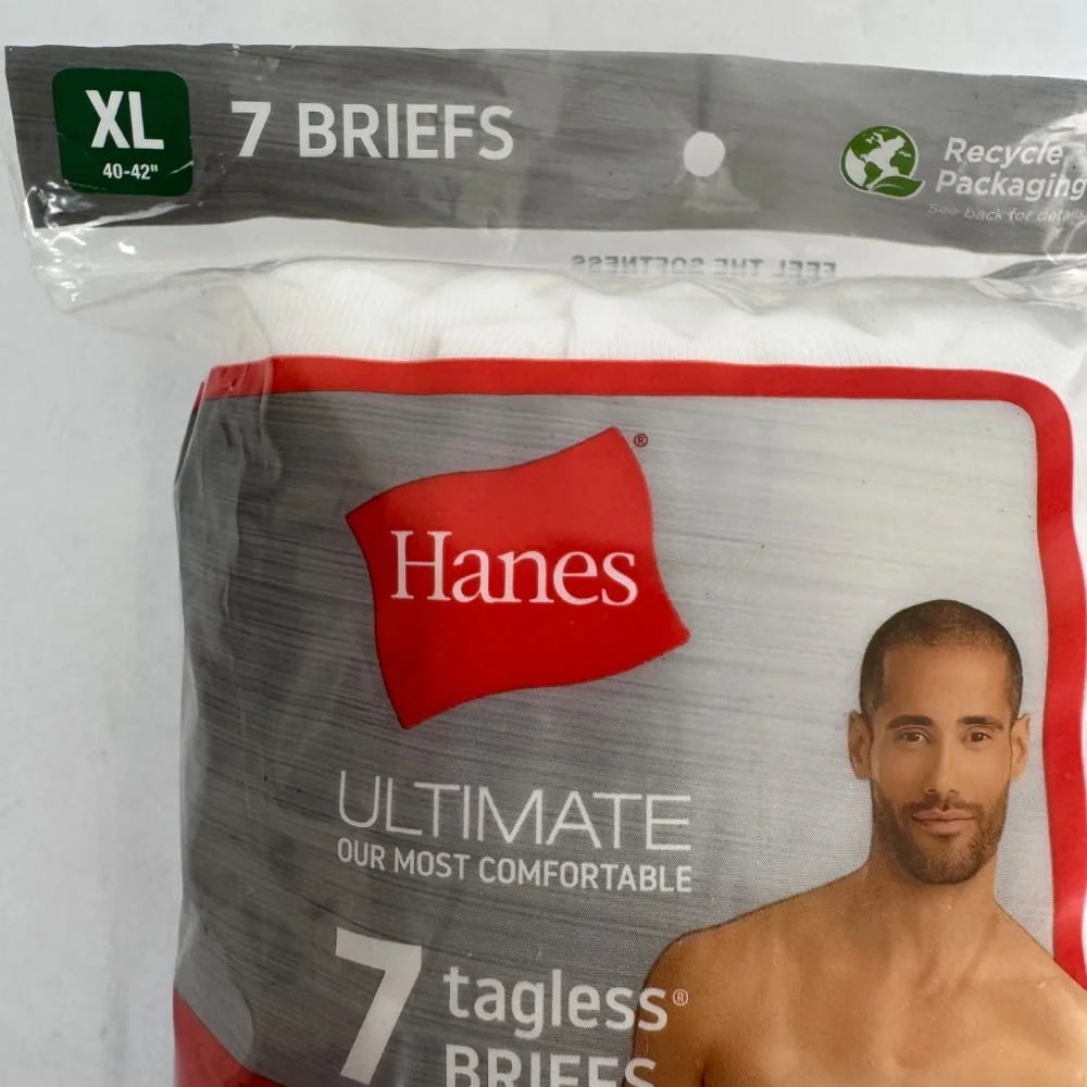 Hanes Ultimate Ultra Comfort Waistband Tagless Full Cut 7 Briefs Sz. XL 40-42